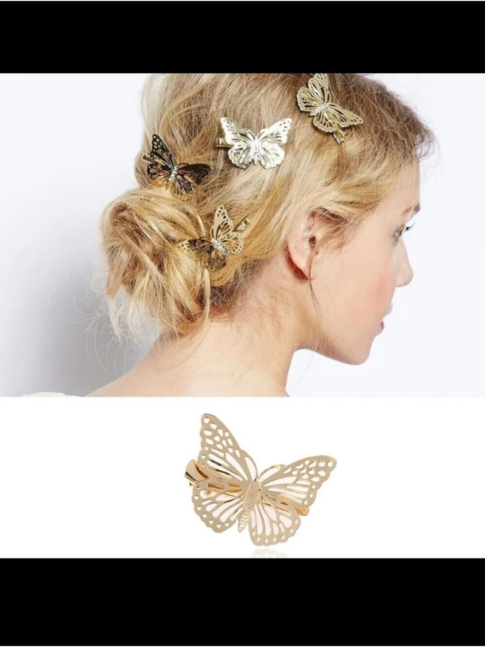 Gold Plated Butterfly Hair Clip Women Accessories